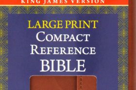 A compact, large-print Bible that doesn't scrimp on the extras, this edition presents the Words of Christ in red, a handy concordance, an end-of-verse cross-reference system, and a ribbon marker. This version comes with an espresso-colored imitation leather cover. For nearly 400 years, the Authorized Version of the Bible popularly known as the King James Version has been beloved for its majestic phrasing and stately cadences. No other book has so profoundly influenced our language and our theology. This space-saving, portable edition of the King James Version is enhanced by useful study helps and references. Its easy-to-read type, compact size, and affordability combine to make it the ideal Bible to carry in briefcase, backpack, or tote bag for both devotional and study purposes.