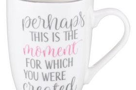 The This Is The Moment Coffee Mug makes a bold statement with a paraphrase from Esther 4:14, “Perhaps this is the moment for which you were created.” This ceramic coffee mug offers a powerful reminder that God created us for a purpose. This coffee mug will encourage and motivate her as she steps out into the world to conquer the day. With its eye-catching design, with alternating script and block fonts, this mug will fit with a variety of décor styles. The Ester 4:14 ceramic mug holds 12 fluid ounces and is the perfect height for personal use coffee brewing systems. The mug arrives in a packaged gift box, making this a quality gift for any occasion. Capacity: 12 fl oz (360ml) Ceramic Mug Microwave Safe Packaged in a Gift Box