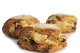 Traditional buttermilk scone loaded with blueberries and sprinkled with coarse sugar. Flavors: Blueberry Scone, chocolate chip, Blackberry Lemon & pumpkin.