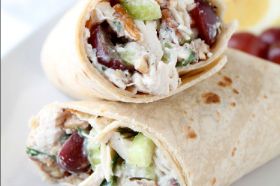 Our chicken salad wrap is made with Drover's Trails Natural Farms fresh pastured no antibiotic chicken, red grapes, walnuts, celery, onion, poppy seed, mayonnaise, mustard, garlic powder, onion powder, salt, smoked paprika.